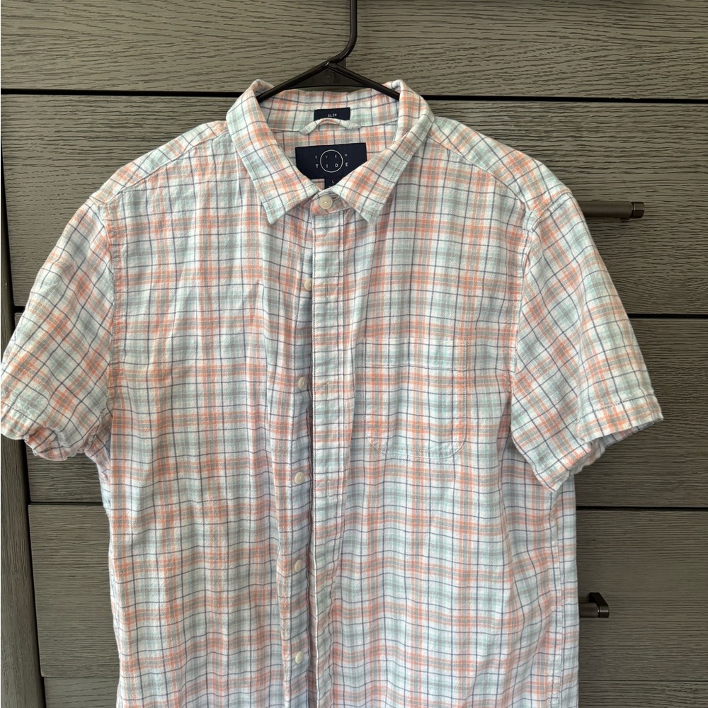 Casual Blue and Orange Button Down Shirt